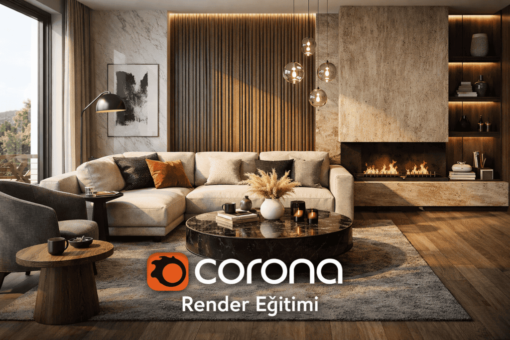 corona render kursu ile gerçekçi salon tasarımı