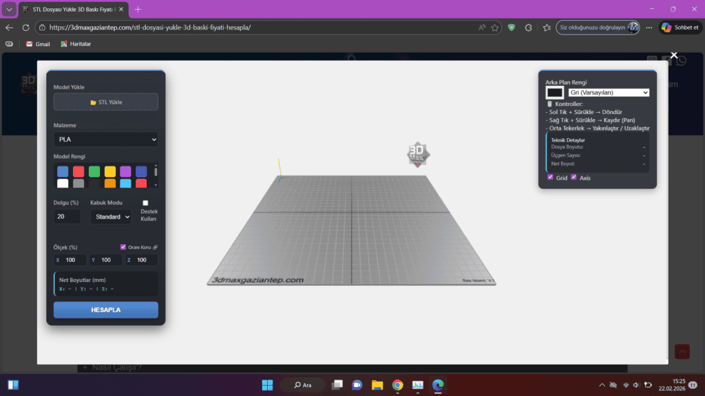 STL Dosyası Yükle 3D Baskı Fiyatı Hesapla