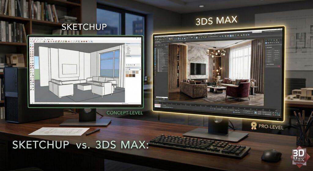 sketchup vs 3ds max Sketchup vs 3ds Max Karşılaştırması