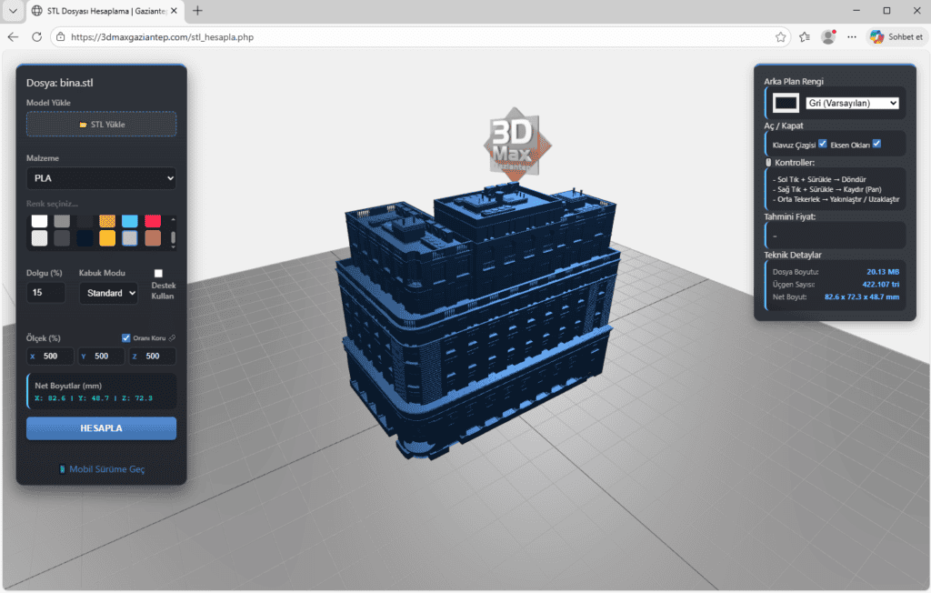 Bina Maket 3D Baskı Maliyeti