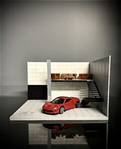 1:64 Ölçek Loft Garaj Diorama – Model Araba Sergileme Sahnesi